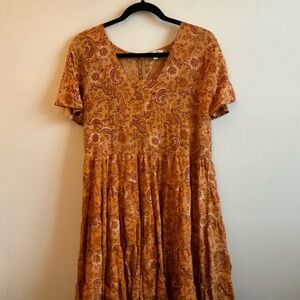 Elegant Paisley Orange Dress